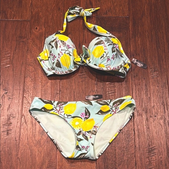 NWT! ADOREME 32DDD Top Small Bottom Citrus Print Bikini Set - Picture 3 of 8